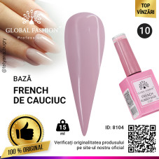 Rubber Base Coat French, baza cauciucata, Global Fashion, roz, 15ml, 10