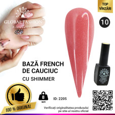 Cauciuc baza de gel lac de unghii french-ul cu шиммером , Rubber Base Coat French, 8 ml, Global Fashion 010