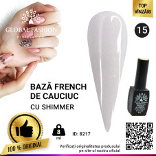 Cauciuc baza de gel lac de unghii french-ul cu шиммером , Rubber Base Coat French, 8 ml, Global Fashion 015