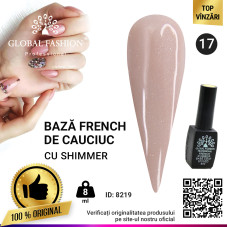 Cauciuc baza de gel lac de unghii french-ul cu шиммером , Rubber Base Coat French, 8 ml, Global Fashion 017