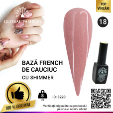 Cauciuc baza de gel lac de unghii french-ul cu шиммером , Rubber Base Coat French, 8 ml, Global Fashion 018