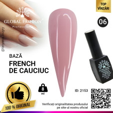 Rubber Base Coat French, baza cauciucata unghii, Global Fashion, 8ml, 06