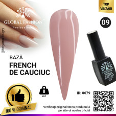 Rubber Base Coat French, baza cauciucata unghii, Global Fashion, nude, 8ml, 09
