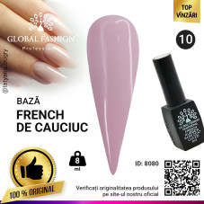 Rubber Base Coat French, baza cauciucata unghii, Global Fashion, 8ml, Roz-Bej, 010