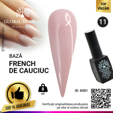 Rubber Base Coat French, Global Fashion, 8 ml,  11 Nude