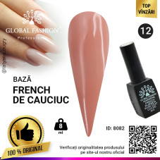 Rubber Base Coat french, baza cauciucata, Global Fashion, bej/maro, 8ml, 12