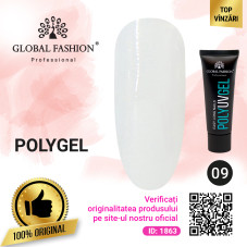 Polygel constructie unghii Global Fashion 30g, Transparent 09