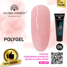 Polygel constructie unghii, Global Fashion, 30 g, Roz, 06