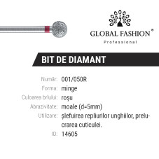 Bit diamant cuticule Sfera 001-050R - Brau rosu