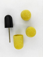 Set suport si 3 bucati smirghel rezerva pentru pila electrica unghii, 16*25mm, galben, granulatie 80