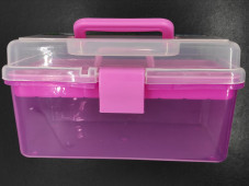 Plastic suitcase for transporting and storing tools, pink, small