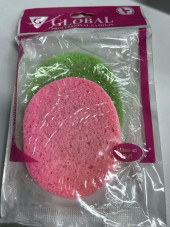 Set 2 bucati, burete pentru curatat fata, oval, roz/verde