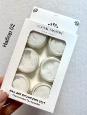 Декор SHIMMER WHITE для дизайна ногтей, Global Fashion набор №02, 6 шт.