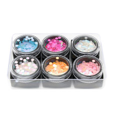 Nail decor, rounds with overflow, set of 6 colors