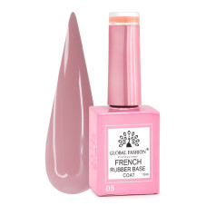 Каучуковая база для гель лака френч, Rubber Base Coat French, 15 мл., Global Fashion 05