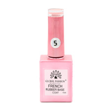 Rubber base for gel nail Polish French manicure, French Rubber Base Coat, 15 ml., Global Fashion 05