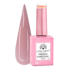 Каучуковая база для гель лака френч, Rubber Base Coat French, 15 мл., Global Fashion 06