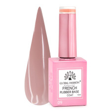 Каучуковая база для гель лака френч, Rubber Base Coat French, 15 мл., Global Fashion 09