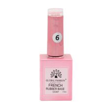 Каучуковая база для гель лака френч, Rubber Base Coat French, 15 мл., Global Fashion 06