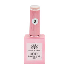 Каучуковая база для гель лака френч, Rubber Base Coat French, 15 мл., Global Fashion 08