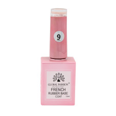 Каучуковая база для гель лака френч, Rubber Base Coat French, 15 мл., Global Fashion 09