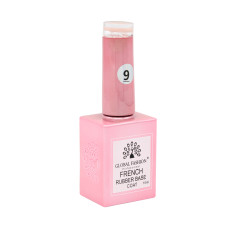 Каучуковая база для гель лака френч, Rubber Base Coat French, 15 мл., Global Fashion 09