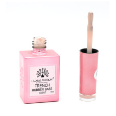 Каучуковая база для гель лака френч, Rubber Base Coat French, 15 мл., Global Fashion 09