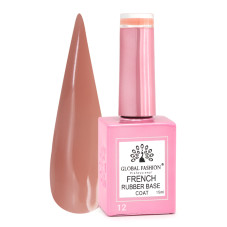 Каучуковая база для гель лака френч, Rubber Base Coat French, 15 мл., Global Fashion 12