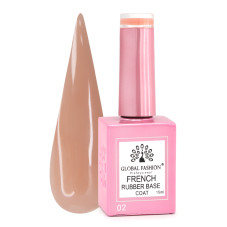 Каучуковая база для гель лака френч, Rubber Base Coat French, 15 мл., Global Fashion 02