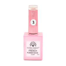 Каучуковая база для гель лака френч, Rubber Base Coat French, 15 мл., Global Fashion 03