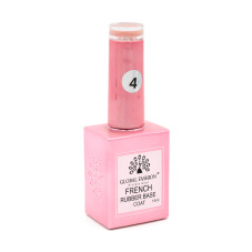 Каучуковая база для гель лака френч, Rubber Base Coat French, 15 мл., Global Fashion 04