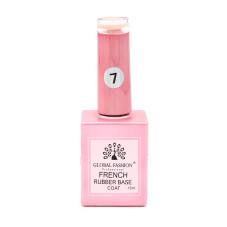 Каучуковая база для гель лака френч, Rubber Base Coat French, 15 мл., Global Fashion 07