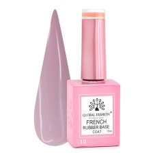 Каучуковая база для гель лака френч, Rubber Base Coat French, 15 мл., Global Fashion 10