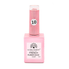 Каучуковая база для гель лака френч, Rubber Base Coat French, 15 мл., Global Fashion 10