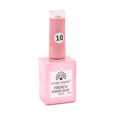 Каучуковая база для гель лака френч, Rubber Base Coat French, 15 мл., Global Fashion 10