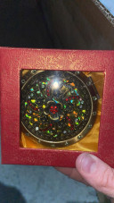 Oglinda de poseta, rotunda, cu pietre multicolore, aurie 71