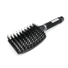 Flat brush with natural bristles Global Fashion 1501 black