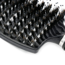 Flat brush with natural bristles Global Fashion 1501 black