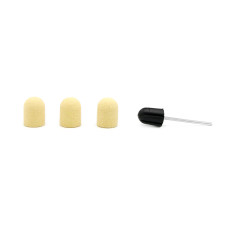 Set suport si 3 bucati smirghel rezerva pentru freza unghii, galben, 13*19mm, granulatie 80