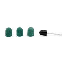 Set suport si 3 bucati smirghel rezerva pntru freza electrica unghii, 13*19mm, verde, granulatie 80