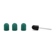 Set suport si 3 bucati smirghel rezerva pentru freza unghii, 10*15mm, verde, granulatie 80