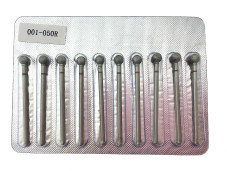 Diamond cuticle brush head, ball, red notch 001-050R, set (10 pcs)