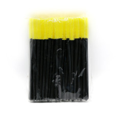 Set de 50 periuțe pentru extensii de gene, galben/negru