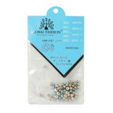 Decor for nail art, pearl, beige and blue all sizes Swarovski