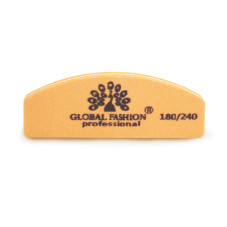 Баф для шлифовки ногтей Global Fashion 180/240, мини (оранжевый цвет)