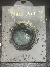Декор для ногтей, битое стекло, с зелёным отливом, Nail Art
