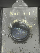 Декор для ногтей, битое стекло, с синим отливом, Nail Art