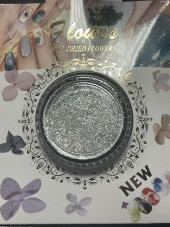 Nail decor, glitter, with silver sheen, Flower