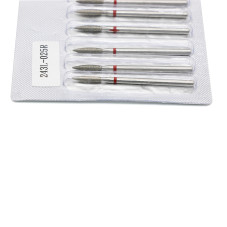 Bit diamantat 243L-025R, flacara, pentru freza de manichiura, rosu