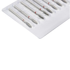 Bit diamantat 243L-025R, flacara, pentru freza de manichiura, rosu